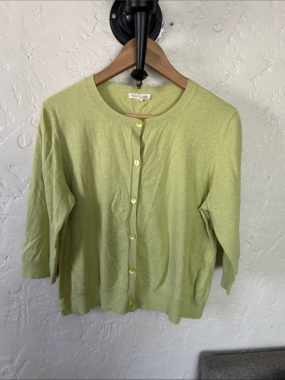 Eileen Fisher Chartreuse Cardigan Cotton/Cashmere Blend